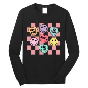 Valentines Day Retro Groovy Conversation Heart Candy Long Sleeve Shirt