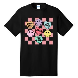 Valentines Day Retro Groovy Conversation Heart Candy Tall T-Shirt