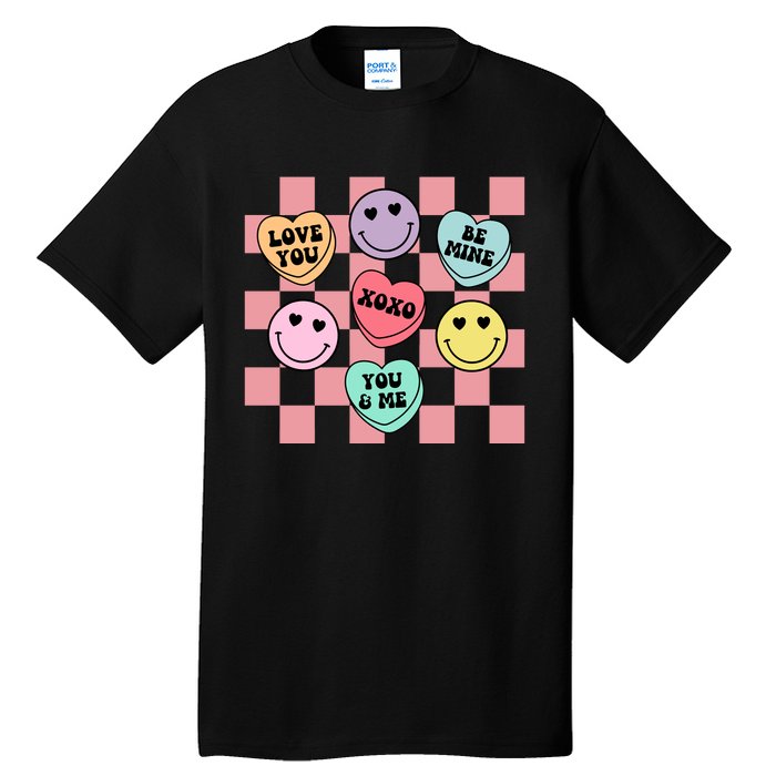 Valentines Day Retro Groovy Conversation Heart Candy Tall T-Shirt