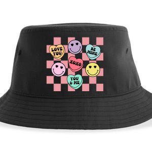 Valentines Day Retro Groovy Conversation Heart Candy Sustainable Bucket Hat