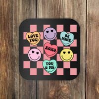 Valentines Day Retro Groovy Conversation Heart Candy Coaster