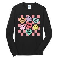 Valentines Day Retro Groovy Conversation Heart Candy Tall Long Sleeve T-Shirt