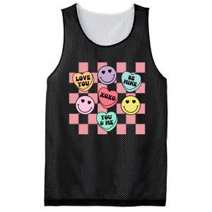 Valentines Day Retro Groovy Conversation Heart Candy Mesh Reversible Basketball Jersey Tank