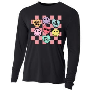 Valentines Day Retro Groovy Conversation Heart Candy Cooling Performance Long Sleeve Crew