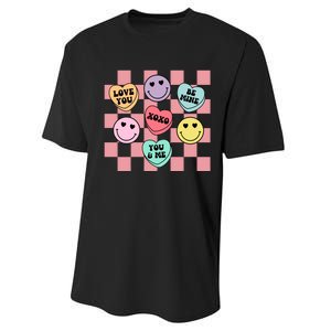 Valentines Day Retro Groovy Conversation Heart Candy Performance Sprint T-Shirt