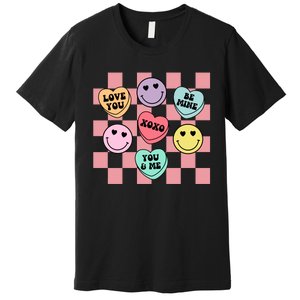 Valentines Day Retro Groovy Conversation Heart Candy Premium T-Shirt