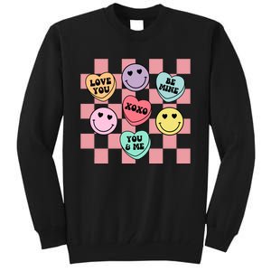 Valentines Day Retro Groovy Conversation Heart Candy Tall Sweatshirt