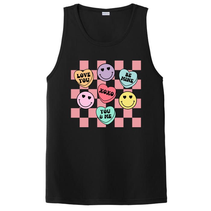 Valentines Day Retro Groovy Conversation Heart Candy PosiCharge Competitor Tank