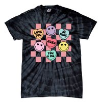 Valentines Day Retro Groovy Conversation Heart Candy Tie-Dye T-Shirt