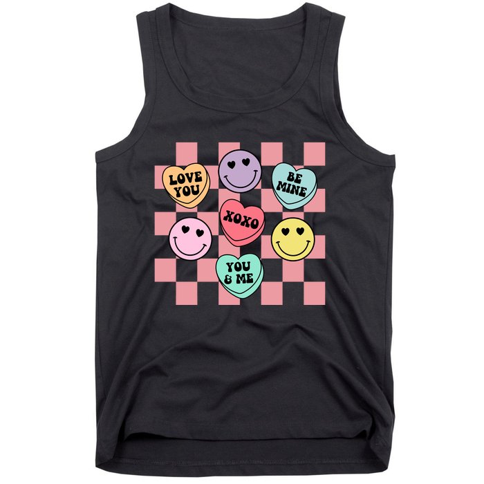 Valentines Day Retro Groovy Conversation Heart Candy Tank Top