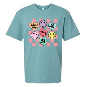 Valentines Day Retro Groovy Conversation Heart Candy Sueded Cloud Jersey T-Shirt