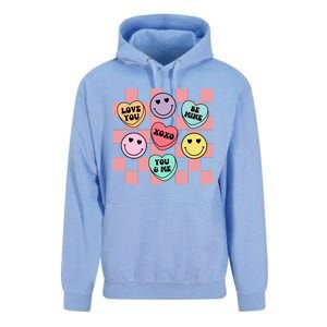 Valentines Day Retro Groovy Conversation Heart Candy Unisex Surf Hoodie