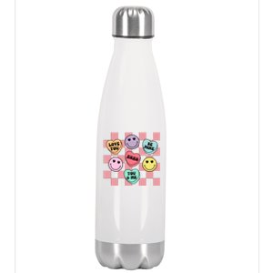 Valentines Day Retro Groovy Conversation Heart Candy Stainless Steel Insulated Water Bottle