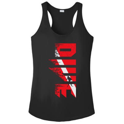 Vintage Distressed Scuba Diving Ladies PosiCharge Competitor Racerback Tank