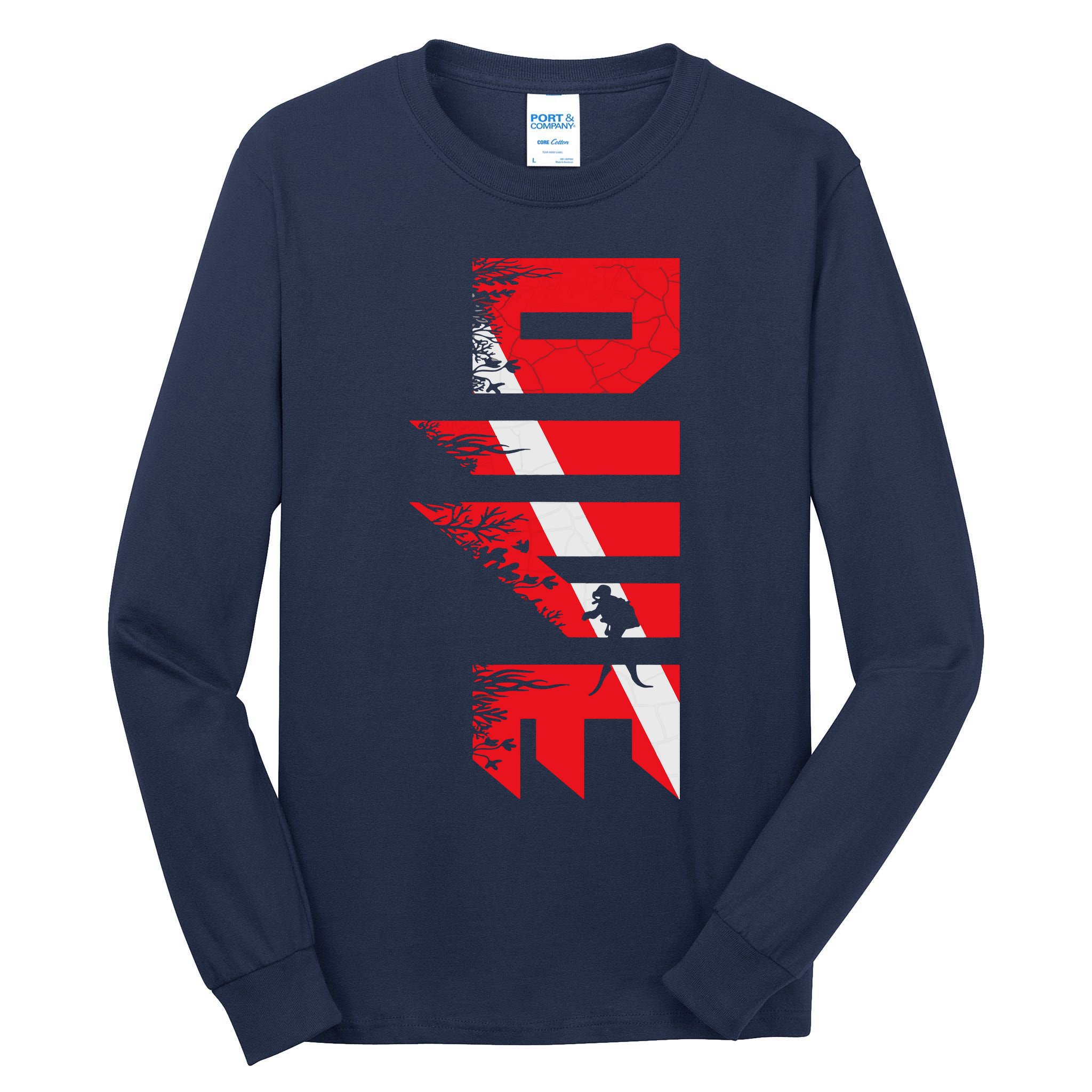 Vintage Distressed Scuba Diving Tall Long Sleeve T-Shirt