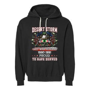 Veteran Desert Storm Veteran Proud For Fathers Day Garment-Dyed Fleece Hoodie