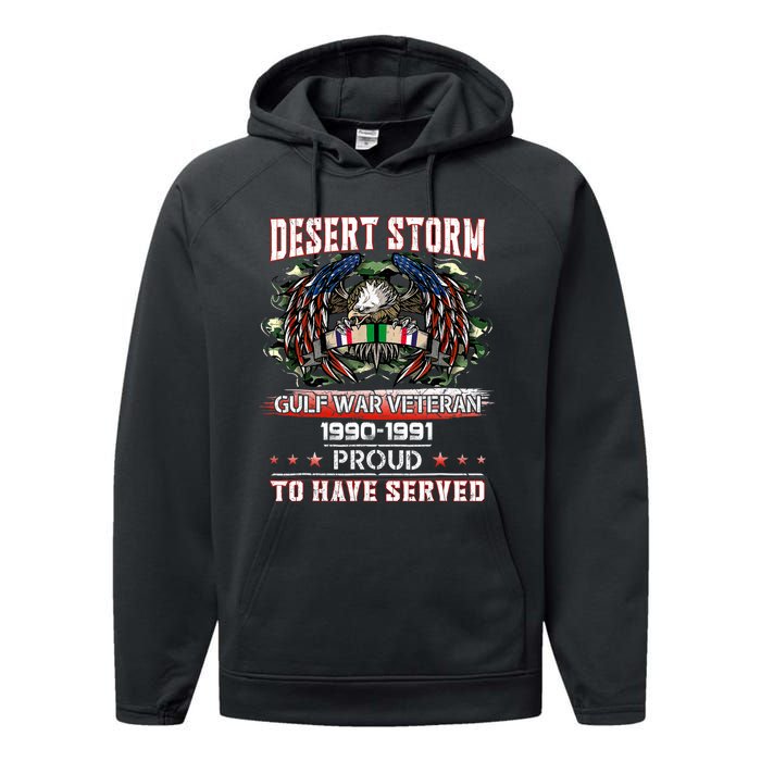 Veteran Desert Storm Veteran Proud For Fathers Day Performance Fleece Hoodie