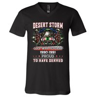 Veteran Desert Storm Veteran Proud For Fathers Day V-Neck T-Shirt