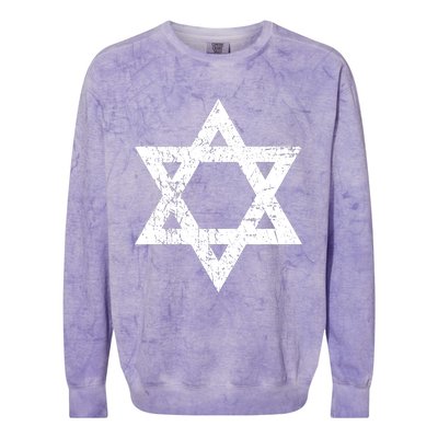 Vintage Distressed Style Star Of David Jewish Colorblast Crewneck Sweatshirt