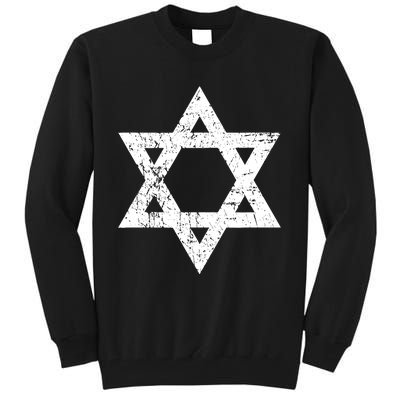 Vintage Distressed Style Star Of David Jewish Tall Sweatshirt