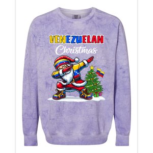 Venezuela Dabbing Santa Christmas Venezuela Flag Colorblast Crewneck Sweatshirt