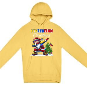 Venezuela Dabbing Santa Christmas Venezuela Flag Premium Pullover Hoodie