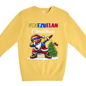 Venezuela Dabbing Santa Christmas Venezuela Flag Premium Crewneck Sweatshirt