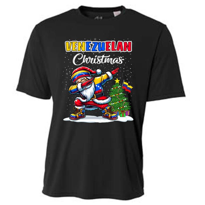 Venezuela Dabbing Santa Christmas Venezuela Flag Cooling Performance Crew T-Shirt