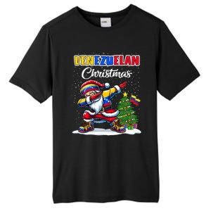 Venezuela Dabbing Santa Christmas Venezuela Flag Tall Fusion ChromaSoft Performance T-Shirt