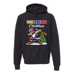 Venezuela Dabbing Santa Christmas Venezuela Flag Premium Hoodie