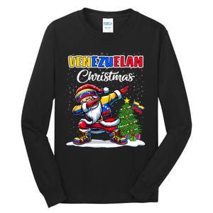 Venezuela Dabbing Santa Christmas Venezuela Flag Tall Long Sleeve T-Shirt