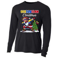 Venezuela Dabbing Santa Christmas Venezuela Flag Cooling Performance Long Sleeve Crew