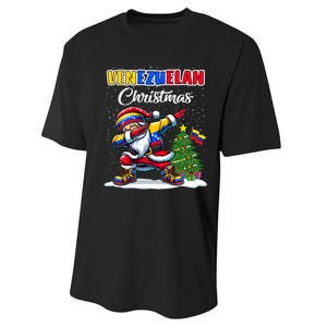 Venezuela Dabbing Santa Christmas Venezuela Flag Performance Sprint T-Shirt