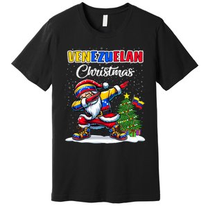 Venezuela Dabbing Santa Christmas Venezuela Flag Premium T-Shirt