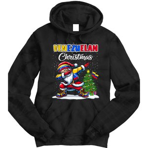 Venezuela Dabbing Santa Christmas Venezuela Flag Tie Dye Hoodie