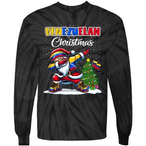 Venezuela Dabbing Santa Christmas Venezuela Flag Tie-Dye Long Sleeve Shirt