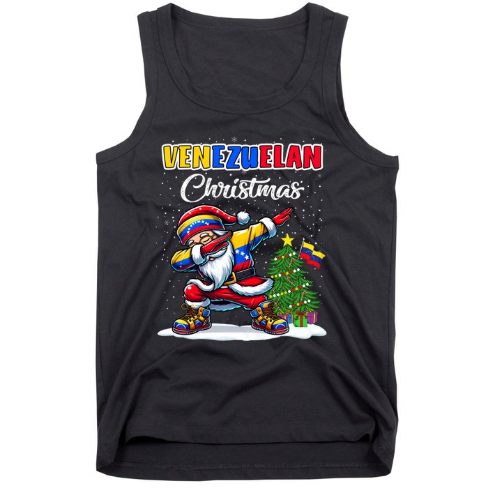 Venezuela Dabbing Santa Christmas Venezuela Flag Tank Top