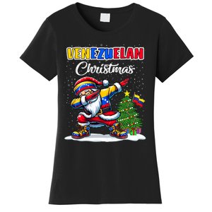 Venezuela Dabbing Santa Christmas Venezuela Flag Women's T-Shirt