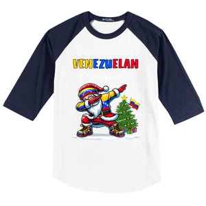 Venezuela Dabbing Santa Christmas Venezuela Flag Baseball Sleeve Shirt