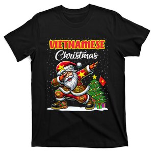 Vietnam Dabbing Santa Christmas Vietnam Flag T-Shirt