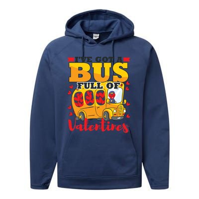 Valentines Day School Bus Driver Cute Funny Gift Gift Performance Fleece Hoodie