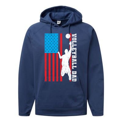 Volleyball Dad Sports Birthday Gift Great Gift Performance Fleece Hoodie