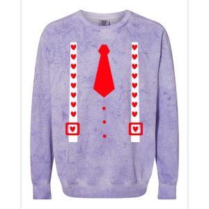 Valentines Day Suspenders Gift Colorblast Crewneck Sweatshirt