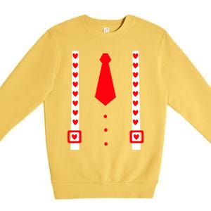 Valentines Day Suspenders Gift Premium Crewneck Sweatshirt