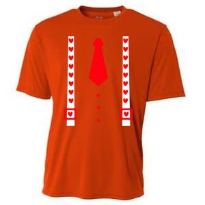 Valentines Day Suspenders Gift Cooling Performance Crew T-Shirt