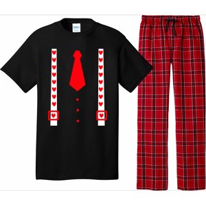 Valentines Day Suspenders Gift Pajama Set