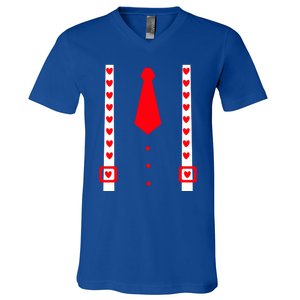 Valentines Day Suspenders Gift V-Neck T-Shirt