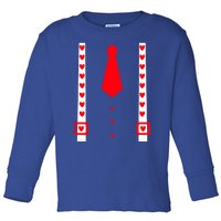 Valentines Day Suspenders Gift Toddler Long Sleeve Shirt