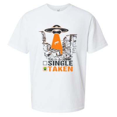 Valentines Day Single Taken Alien Ufo Space Lovers Funny Gift Sueded Cloud Jersey T-Shirt