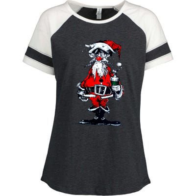 Vintage Drunken Santa Claus Enza Ladies Jersey Colorblock Tee